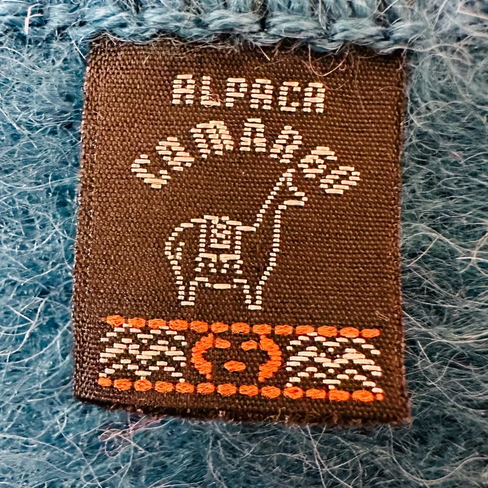 Alpaca Camargo Teal Blue Brushed Alpaca Wool Scarf